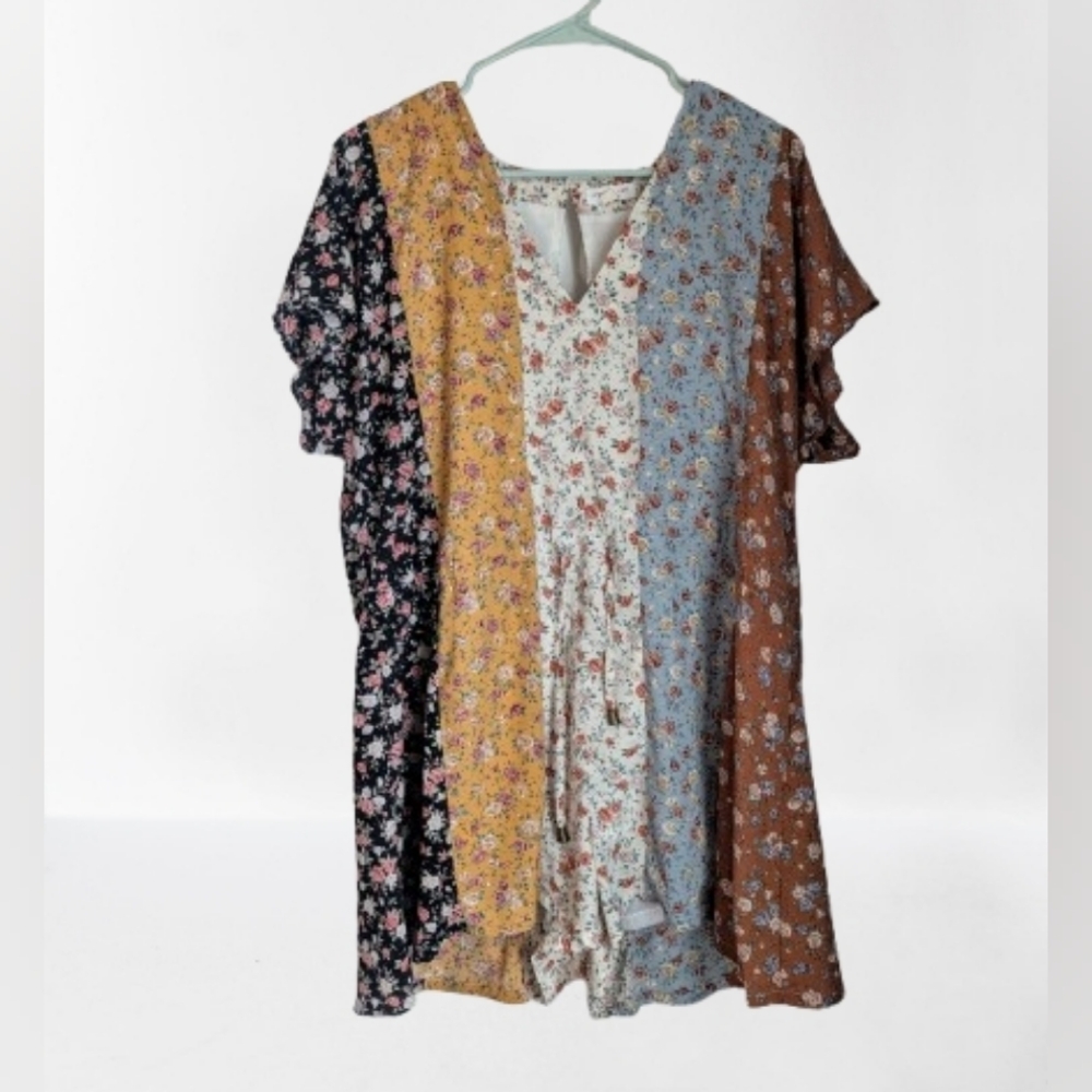 Chic Soul Women's Floral Patchwork Romper- XL